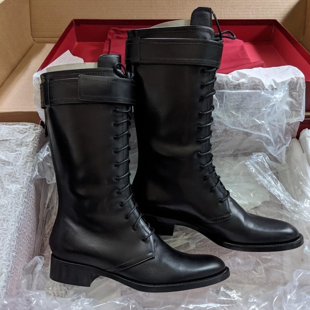 BRAND NEW Tamara Mellon Mid Calf Combat Boot 37.5